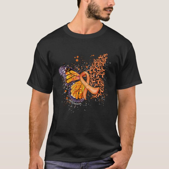 Camiseta Borboleta Laranja de Sensibilização por Copas (Frente)