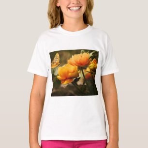 Camiseta Borboleta Laranja e Flores