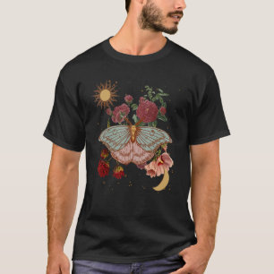 Camiseta Borboleta-Lua Borboleta Floral Mística Gótica Sagr