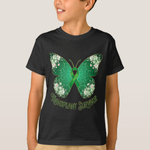 Camiseta Borboleta mandala com fita verde sobrevivente de t