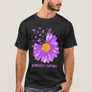 Camiseta Borboleta-margarida Fibromialgia Roxa Awarene