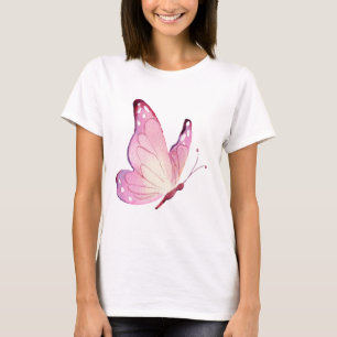 Camiseta Borboleta Minimalista Rosa Moderna