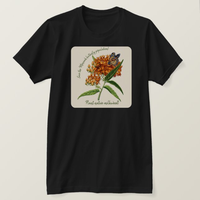Camiseta Borboleta-monarca (Frente do Design)