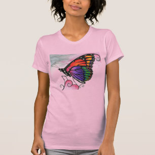 Camiseta Borboleta Monarca Arco-íris Arte de Fantasia Origi