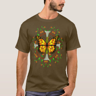 Camiseta Borboleta Monarca com Datura Blooms Folaf Mandala
