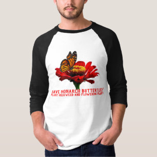 Camiseta Borboleta-monarca em flor