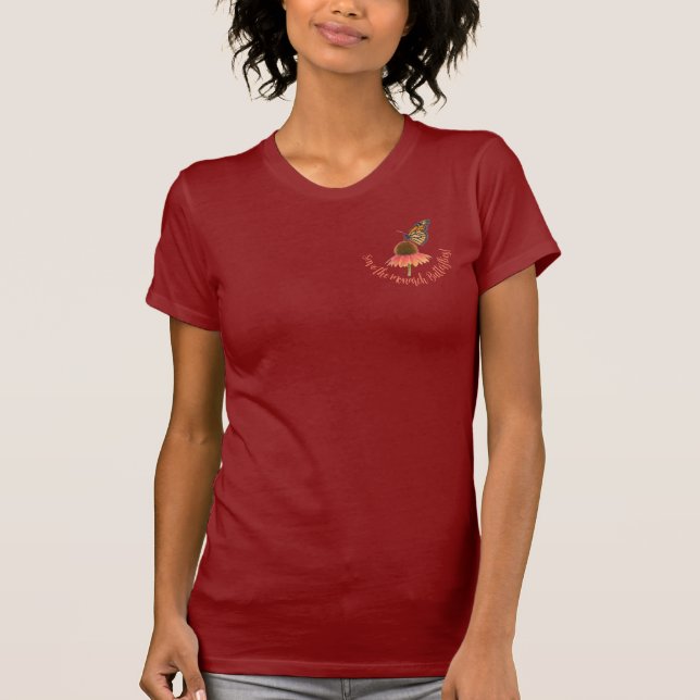 Camiseta Borboleta-monarca em zínia (Frente)