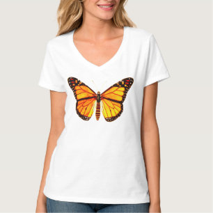 Camiseta Borboleta monarca, laranja-ouro e preto
