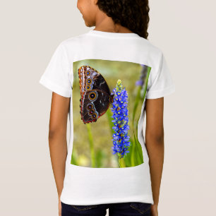 Camiseta Borboleta morfo azul em uma t-shirt de pântano