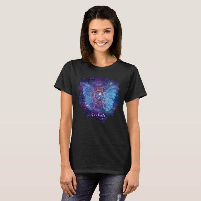 Camiseta Borboleta Morpho / Galaxy Mandala (Frente Completa)
