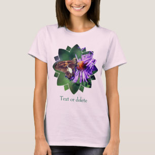 Camiseta Borboleta na Flor de Áster Roxo Personalizado