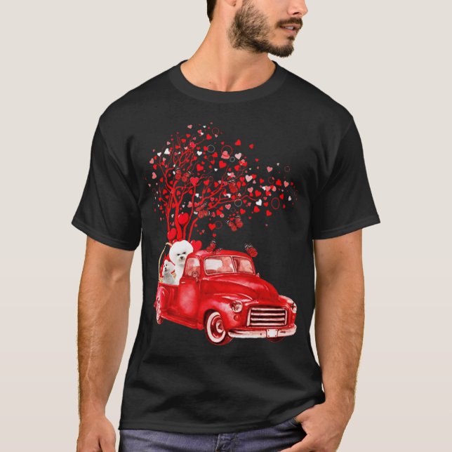 Camiseta Borboleta Namorados Vermelha de Caminhão Bichon Fr (Frente)
