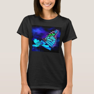 Camiseta Borboleta no t-shirt leve azul