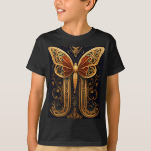 Camiseta Borboleta ouro - Camisa-T impressa - Elegante e ví