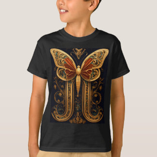 Camiseta Borboleta ouro - Camisa-T impressa - Elegante e ví