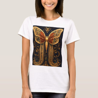 Camiseta "Borboleta Ouro Impressa T-Shirt - Na moda e Eleg