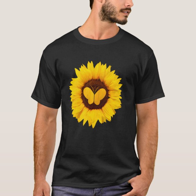 Camiseta Borboleta Para Mulheres Ringlet Moth Sunflower (Frente)