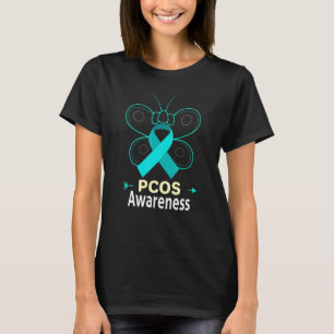 Camiseta Borboleta Pcos Teal Fita Policística Sintomas De O