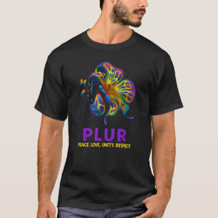Camiseta Borboleta PLUR Paz Paz Paz Unity Respeito EDM Hous