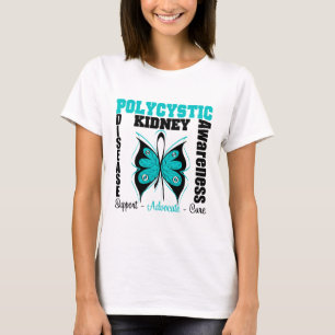 Camiseta Borboleta Polycystic da consciência da doença