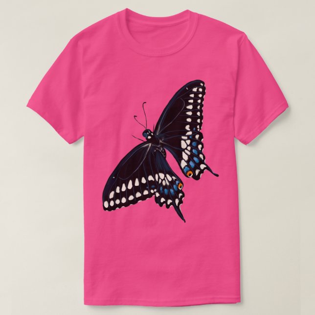 Camiseta Borboleta Preta Swallowtail 2 (Frente do Design)