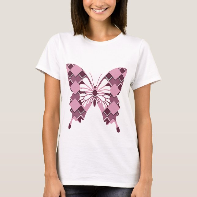 Camiseta Borboleta Primavera de Argyle Rosa (Frente)