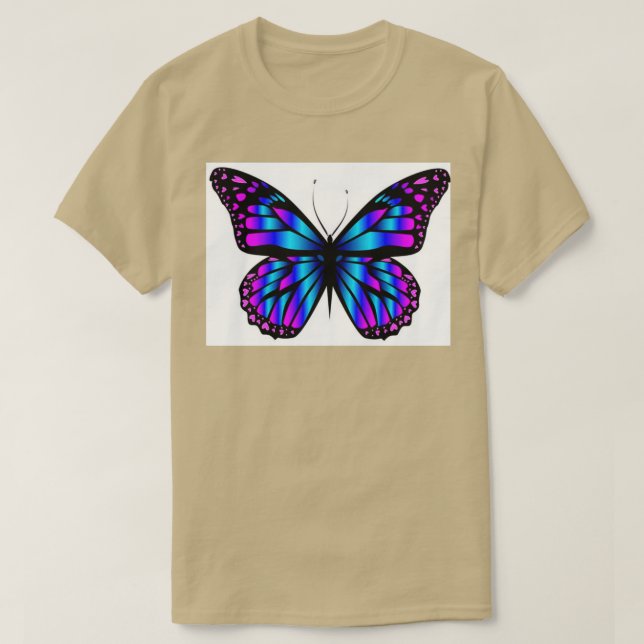 Camiseta Borboleta-púrpura azul Borboletas Mariposas (Frente do Design)