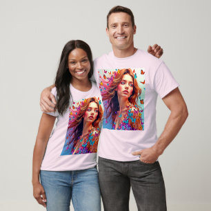 Camiseta Borboleta Retrato Retrato T-Shirt
