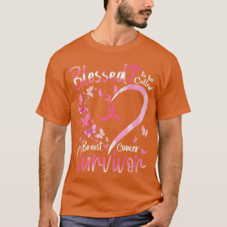 Camiseta Borboleta Rosa Abençoada Por Ser Chamada De Cancer