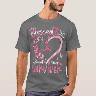 Camiseta Borboleta Rosa Abençoada Por Ser Chamada De Cancer