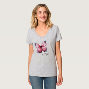 Camiseta Borboleta Rosa Esperança Inspiradora