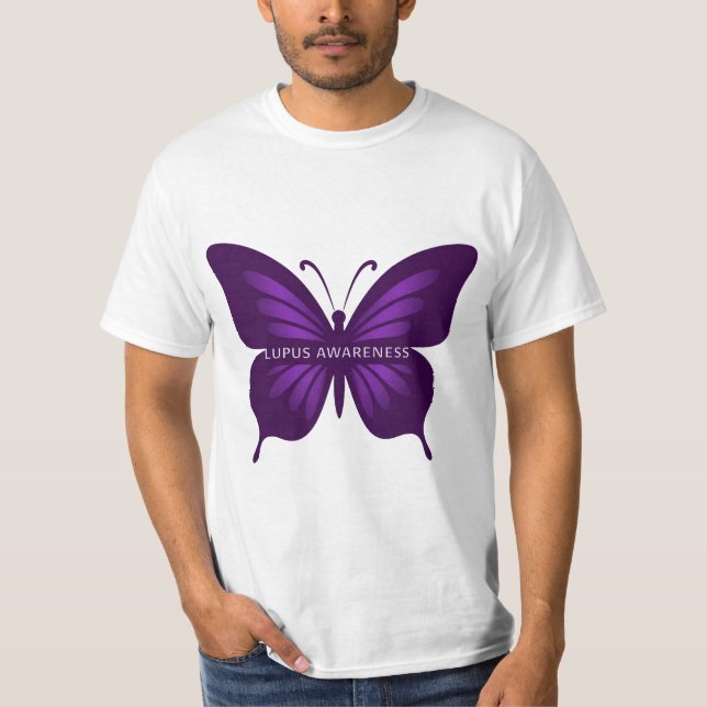 Camiseta Borboleta Roxa: Consciência do Lupus (Frente)