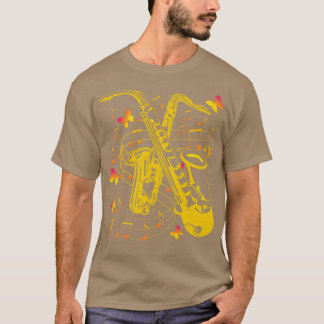 Camiseta Borboleta Saxo do Instrumento Musical Saxofonista 