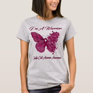 Camiseta Borboleta Sou um Guerreiro Anemia de Células Falsi