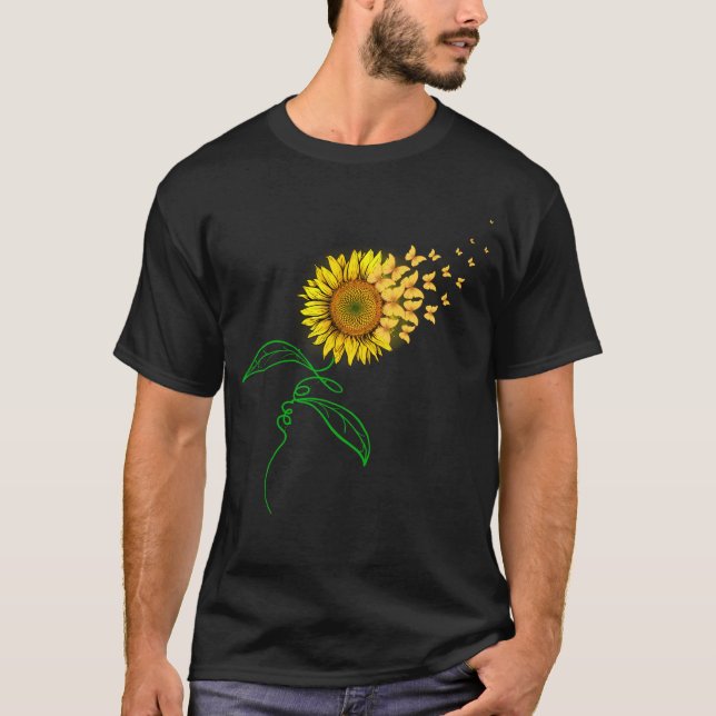 Camiseta Borboleta Sunflower Heart Love Nature Gift (Frente)