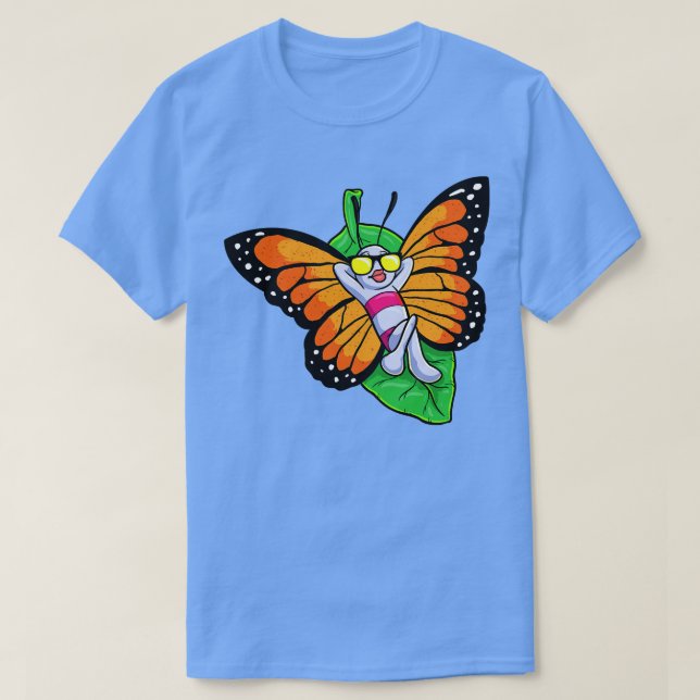 Camiseta Borboleta tomando banho de sol com óculos de sol (Frente do Design)