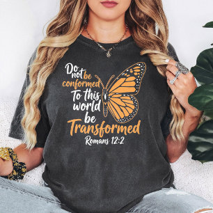 Camiseta Borboleta Transformada Cristã Romanos 12:2