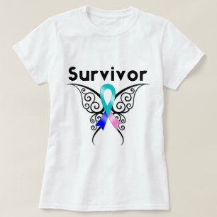 Camiseta Borboleta tribal do sobrevivente de câncer do