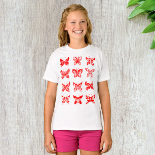 Camiseta Borboleta Tribal Vermelha Ornamental