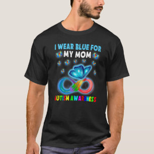 Camiseta Borboleta Uso Azul Para a Minha Mãe Conscientizaçã