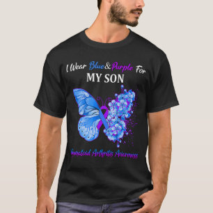 Camiseta Borboleta Uso Azul&Roxo Pelo Meu Filho Artrite Reu