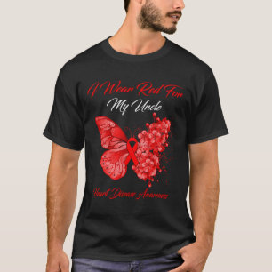 Camiseta Borboleta Uso Vermelho Pelo Meu Tio Doença Cardíac