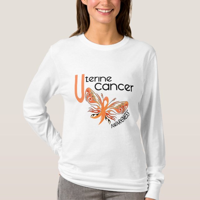 Camiseta BORBOLETA uterina 3,1 do cancer (Frente)
