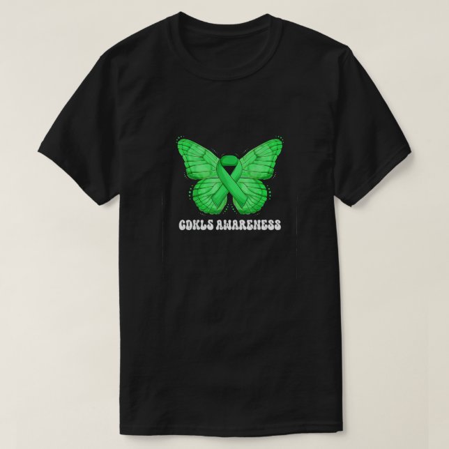 Camiseta Borboleta Verde Mês de Sensibilização CDKL5 (Frente do Design)
