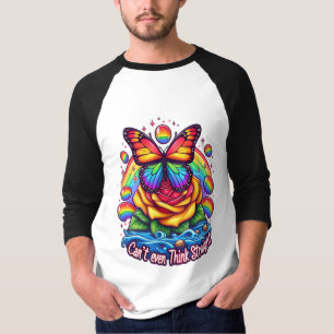 Camiseta Borboleta Vibrante Emitida em Rosa colorida