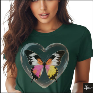 Camiseta Borboleta Vibrante Glossy Coração Pop Art