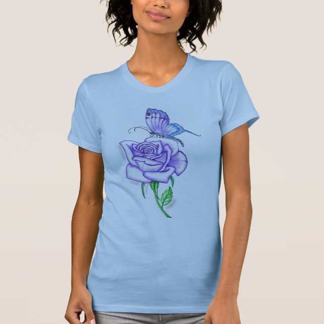 Camiseta Borboleta Violeta com Rosa (Frente)