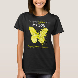 Camiseta Borboleta Visto amarelo pelo Sarcoma do meu filho