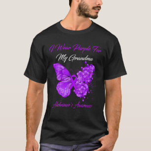 Camiseta Borboleta Visto Roxo para minha vovó Alzheimer