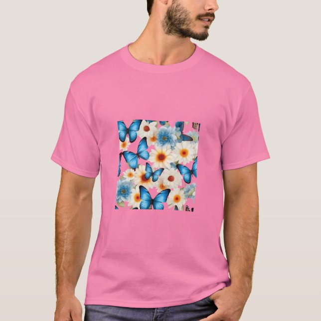 Camiseta Borboleta Whimsical e Teto Floral (Frente)